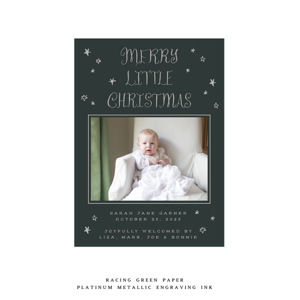 Walter Engraved Birth Announcement Medium Holiday Card