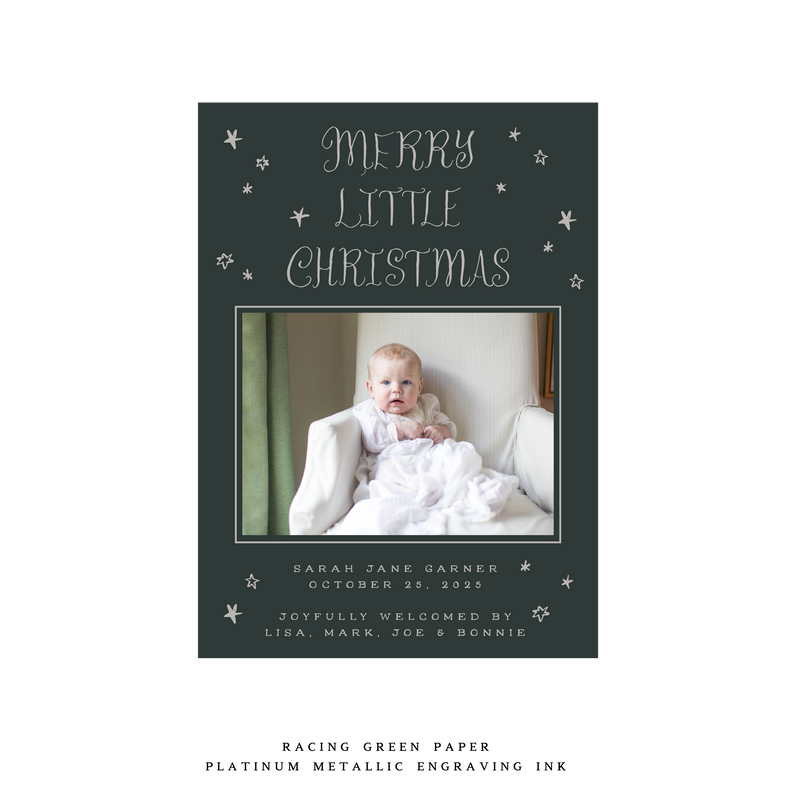 Walter Engraved Birth Announcement Medium Holiday Card