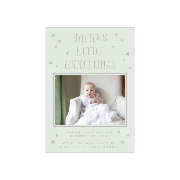 Walter Engraved Birth Announcement Medium Holiday Card