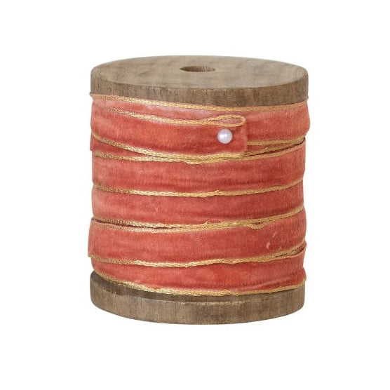 Coral Velvet Ribbon
