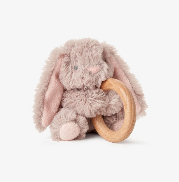 Brown Bunny Ring Rattle Plush