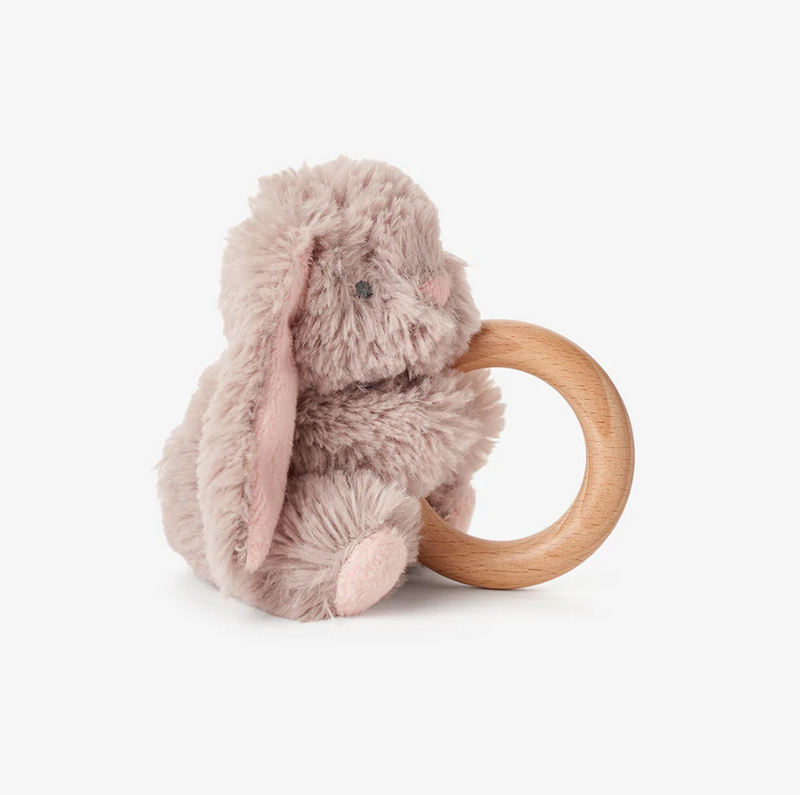 Brown Bunny Ring Rattle Plush